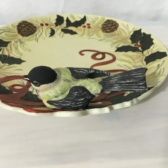 Lenox Winter Greetings Catherine McClung Chickadee Figurine Plate 8.5" - Picture 6 of 7